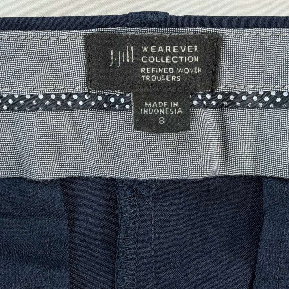 J. Jill Wearever Collection Refined Woven Trousers Navy Blue Straight Leg Size 8 - Picture 5 of 9